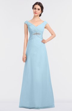 ColsBM Nadia Ice Blue Elegant A-line Short Sleeve Zip up Floor Length Beaded Bridesmaid Dresses