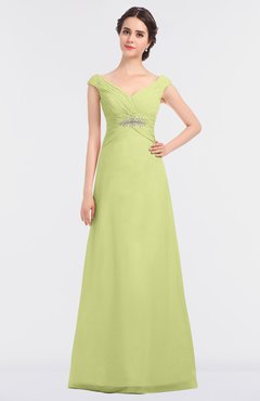 ColsBM Nadia Lime Green Elegant A-line Short Sleeve Zip up Floor Length Beaded Bridesmaid Dresses