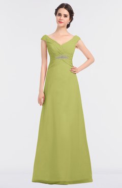 ColsBM Nadia Linden Green Elegant A-line Short Sleeve Zip up Floor Length Beaded Bridesmaid Dresses