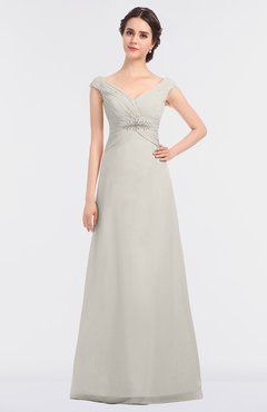 ColsBM Nadia Off White Elegant A-line Short Sleeve Zip up Floor Length Beaded Bridesmaid Dresses