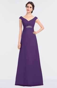 ColsBM Nadia Pansy Elegant A-line Short Sleeve Zip up Floor Length Beaded Bridesmaid Dresses