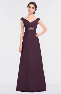 ColsBM Nadia Plum Elegant A-line Short Sleeve Zip up Floor Length Beaded Bridesmaid Dresses