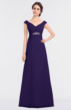 ColsBM Nadia Royal Purple Elegant A-line Short Sleeve Zip up Floor Length Beaded Bridesmaid Dresses