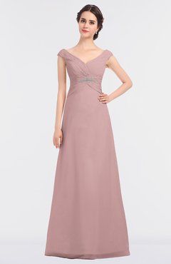 ColsBM Nadia Silver Pink Elegant A-line Short Sleeve Zip up Floor Length Beaded Bridesmaid Dresses