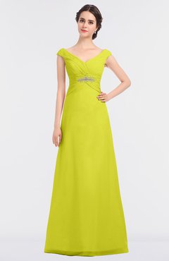 ColsBM Nadia Sulphur Spring Elegant A-line Short Sleeve Zip up Floor Length Beaded Bridesmaid Dresses
