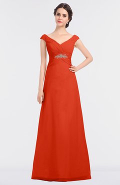ColsBM Nadia Tangerine Tango Elegant A-line Short Sleeve Zip up Floor Length Beaded Bridesmaid Dresses