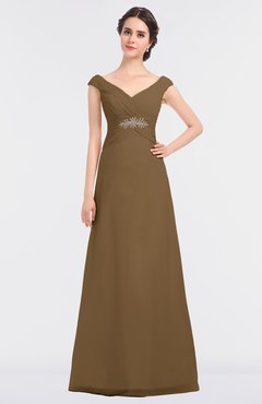ColsBM Nadia Truffle Elegant A-line Short Sleeve Zip up Floor Length Beaded Bridesmaid Dresses