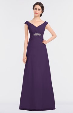 ColsBM Nadia Violet Elegant A-line Short Sleeve Zip up Floor Length Beaded Bridesmaid Dresses