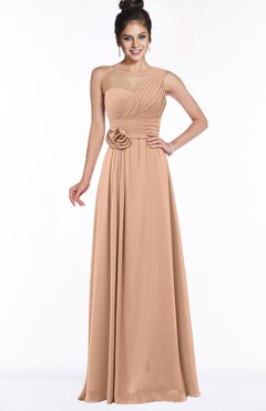 ColsBM Tegan Almost Apricot Modern Sleeveless Zip up Chiffon Floor Length Flower Bridesmaid Dresses