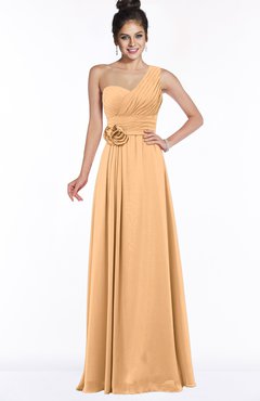 ColsBM Tegan Apricot Modern Sleeveless Zip up Chiffon Floor Length Flower Bridesmaid Dresses