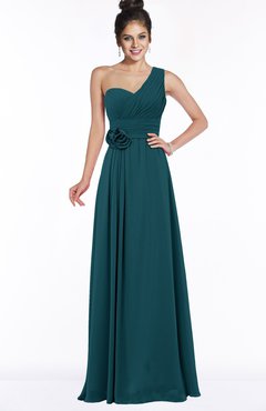 ColsBM Tegan Blue Green Modern Sleeveless Zip up Chiffon Floor Length Flower Bridesmaid Dresses