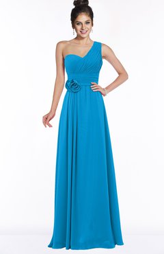 ColsBM Tegan Cornflower Blue Modern Sleeveless Zip up Chiffon Floor Length Flower Bridesmaid Dresses