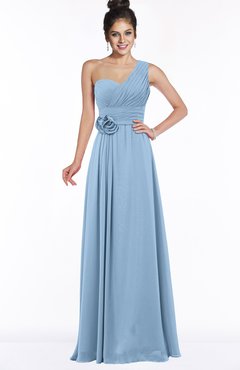 ColsBM Tegan Dusty Blue Modern Sleeveless Zip up Chiffon Floor Length Flower Bridesmaid Dresses