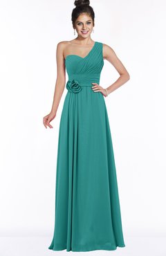 ColsBM Tegan Emerald Green Modern Sleeveless Zip up Chiffon Floor Length Flower Bridesmaid Dresses