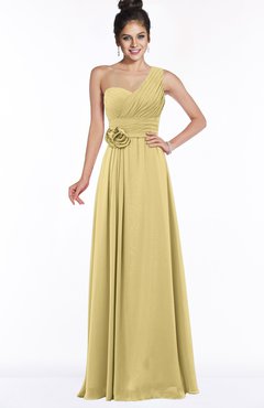 ColsBM Tegan Gold Modern Sleeveless Zip up Chiffon Floor Length Flower Bridesmaid Dresses