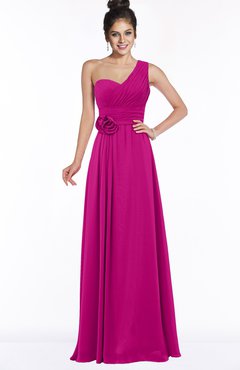 ColsBM Tegan Hot Pink Modern Sleeveless Zip up Chiffon Floor Length Flower Bridesmaid Dresses