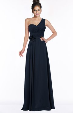 ColsBM Tegan Navy Blue Modern Sleeveless Zip up Chiffon Floor Length Flower Bridesmaid Dresses