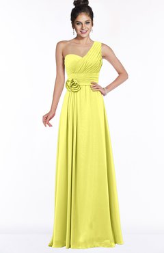 ColsBM Tegan Pale Yellow Modern Sleeveless Zip up Chiffon Floor Length Flower Bridesmaid Dresses