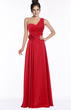 ColsBM Tegan Red Modern Sleeveless Zip up Chiffon Floor Length Flower Bridesmaid Dresses
