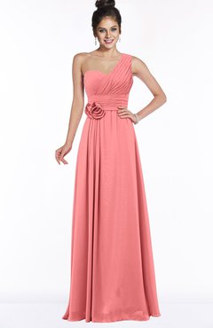 ColsBM Tegan Shell Pink Modern Sleeveless Zip up Chiffon Floor Length Flower Bridesmaid Dresses