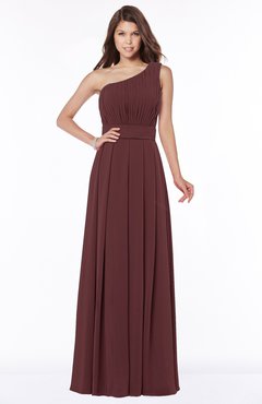 ColsBM Adeline Burgundy Gorgeous A-line One Shoulder Zip up Floor Length Pleated Bridesmaid Dresses