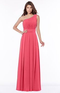 ColsBM Adeline Guava Gorgeous A-line One Shoulder Zip up Floor Length Pleated Bridesmaid Dresses