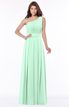 ColsBM Adeline Honeydew Gorgeous A-line One Shoulder Zip up Floor Length Pleated Bridesmaid Dresses