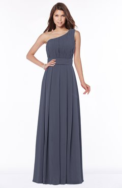 ColsBM Adeline Nightshadow Blue Gorgeous A-line One Shoulder Zip up Floor Length Pleated Bridesmaid Dresses
