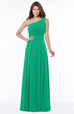 ColsBM Adeline Pepper Green Gorgeous A-line One Shoulder Zip up Floor Length Pleated Bridesmaid Dresses