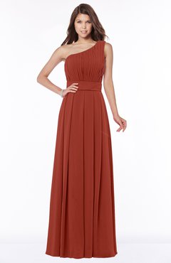 ColsBM Adeline Rust Gorgeous A-line One Shoulder Zip up Floor Length Pleated Bridesmaid Dresses