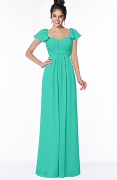 ColsBM Siena Ceramic Modern A-line Wide Square Short Sleeve Zip up Pleated Bridesmaid Dresses