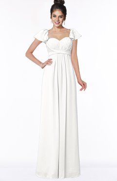 ColsBM Siena Cloud White Modern A-line Wide Square Short Sleeve Zip up Pleated Bridesmaid Dresses