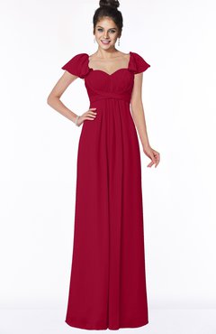 ColsBM Siena Dark Red Modern A-line Wide Square Short Sleeve Zip up Pleated Bridesmaid Dresses