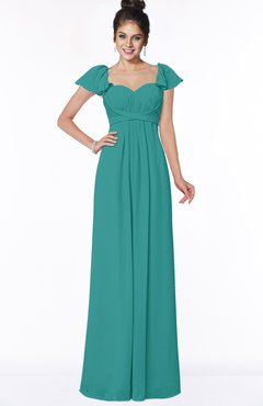 ColsBM Siena Emerald Green Modern A-line Wide Square Short Sleeve Zip up Pleated Bridesmaid Dresses