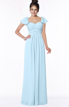 ColsBM Siena Ice Blue Modern A-line Wide Square Short Sleeve Zip up Pleated Bridesmaid Dresses