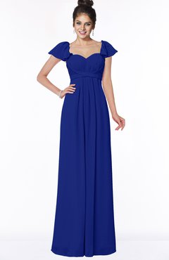 ColsBM Siena Nautical Blue Modern A-line Wide Square Short Sleeve Zip up Pleated Bridesmaid Dresses