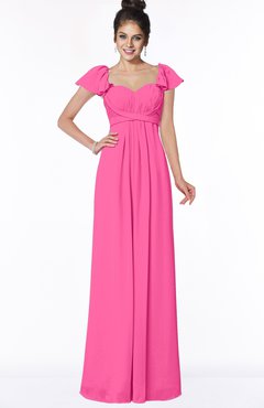 ColsBM Siena Rose Pink Modern A-line Wide Square Short Sleeve Zip up Pleated Bridesmaid Dresses