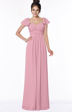 ColsBM Siena Rosebloom Modern A-line Wide Square Short Sleeve Zip up Pleated Bridesmaid Dresses