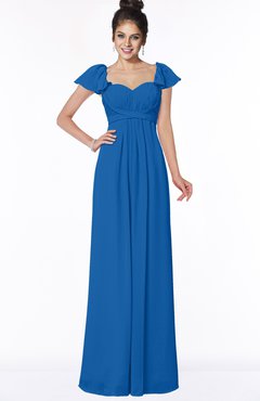 ColsBM Siena Royal Blue Modern A-line Wide Square Short Sleeve Zip up Pleated Bridesmaid Dresses