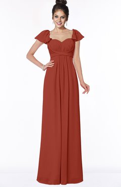 ColsBM Siena Rust Modern A-line Wide Square Short Sleeve Zip up Pleated Bridesmaid Dresses
