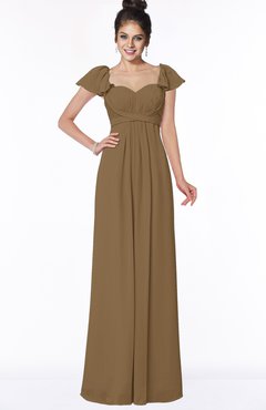 ColsBM Siena Truffle Modern A-line Wide Square Short Sleeve Zip up Pleated Bridesmaid Dresses