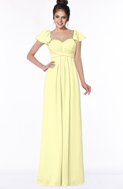 ColsBM Siena Wax Yellow Modern A-line Wide Square Short Sleeve Zip up Pleated Bridesmaid Dresses