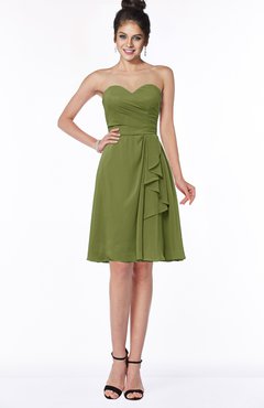 ColsBM Janiya Olive Green Traditional A-line Sleeveless Half Backless Knee Length Bridesmaid Dresses