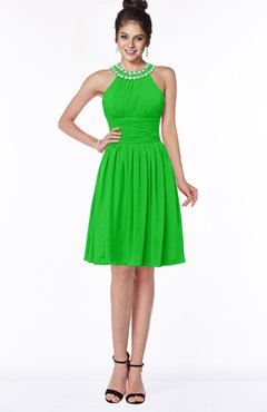 ColsBM Liana Classic Green Cute A-line Jewel Chiffon Pleated Bridesmaid Dresses