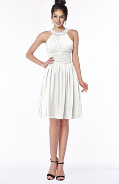 ColsBM Liana Cloud White Cute A-line Jewel Chiffon Pleated Bridesmaid Dresses