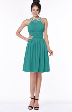 ColsBM Liana Emerald Green Cute A-line Jewel Chiffon Pleated Bridesmaid Dresses