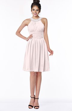 ColsBM Liana Light Pink Cute A-line Jewel Chiffon Pleated Bridesmaid Dresses