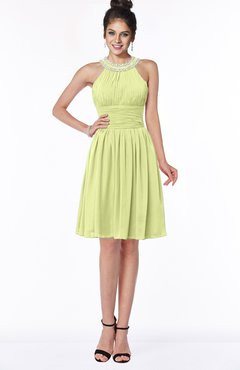 ColsBM Liana Lime Green Cute A-line Jewel Chiffon Pleated Bridesmaid Dresses