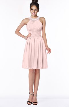 ColsBM Liana Pastel Pink Cute A-line Jewel Chiffon Pleated Bridesmaid Dresses