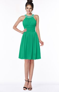 ColsBM Liana Pepper Green Cute A-line Jewel Chiffon Pleated Bridesmaid Dresses
